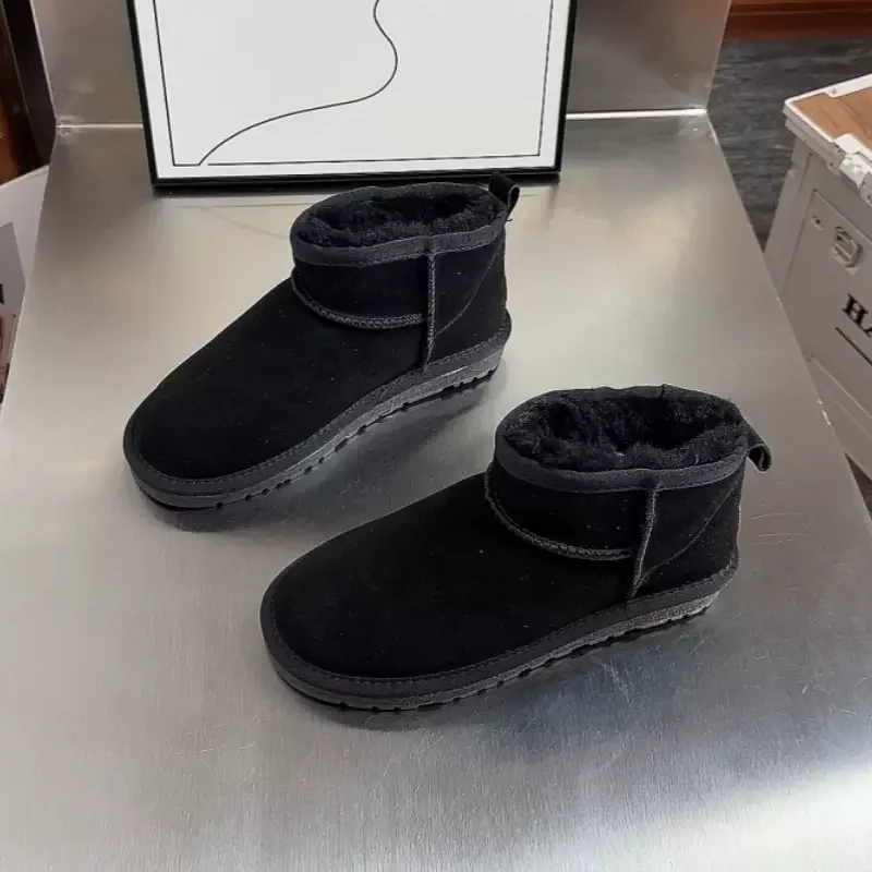 New Product Outdoor Suede Plush Comfortable Waterproof Thermal Short  Women Winter Sheepskin Snow Boots