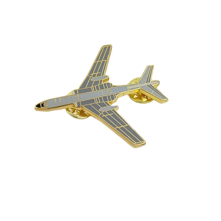 Custom Gold Plating  Airline Gifts Airplane Shape Enamel Lapel Pins