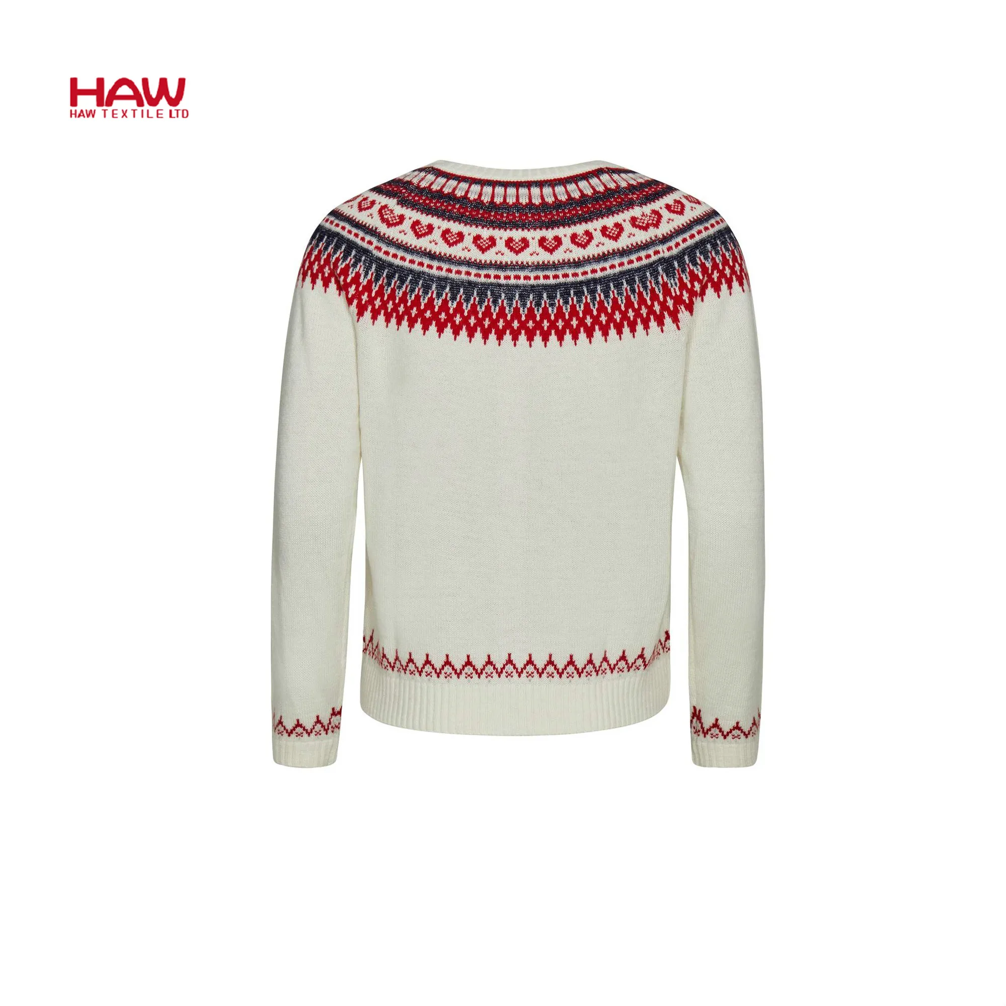 
New Christmas Cardigan Alpaca Knitted Sweater O-Neck Knitwear Female Sweater 