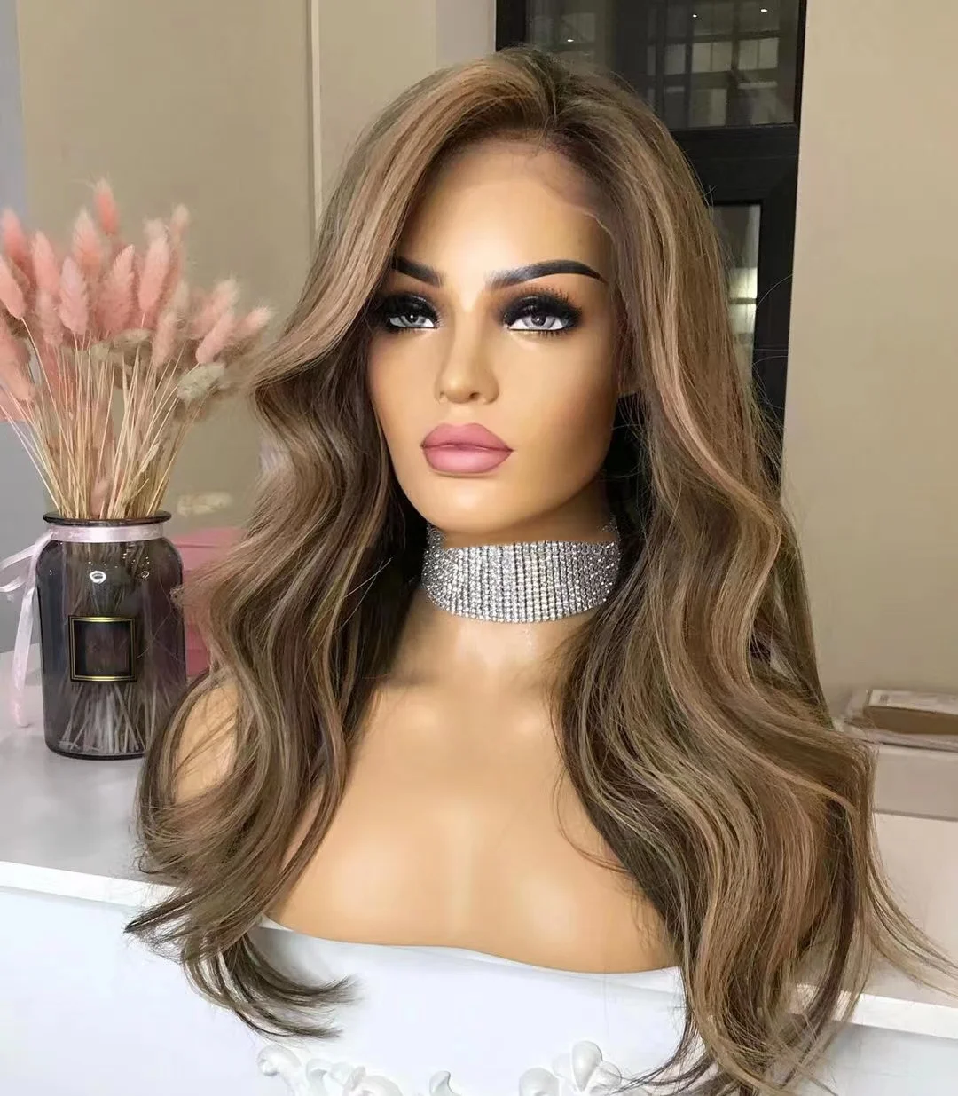16A European Raw Human Hair Highlight Champagne Color Body Wave HD Transparent Lace Jewish Wig Pre Plucked With Baby Hair