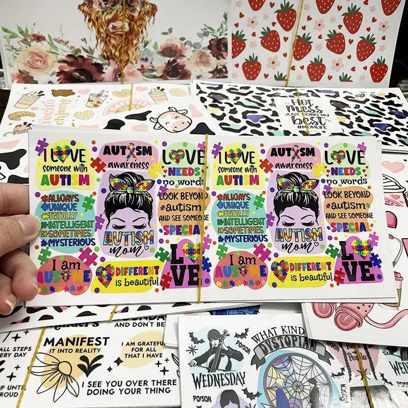 Libbey Glass 16oz 20oz 24oz Waterproof UV DTF Transfer Custom Logo PVC Heat Transfer Printing Sticker for Cups