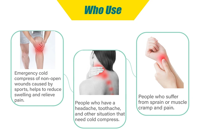 Healthcare Supply Free Sample Disposable Cold Compress Pain Relief Gel Patch for sports strain to reduce swelling and pain