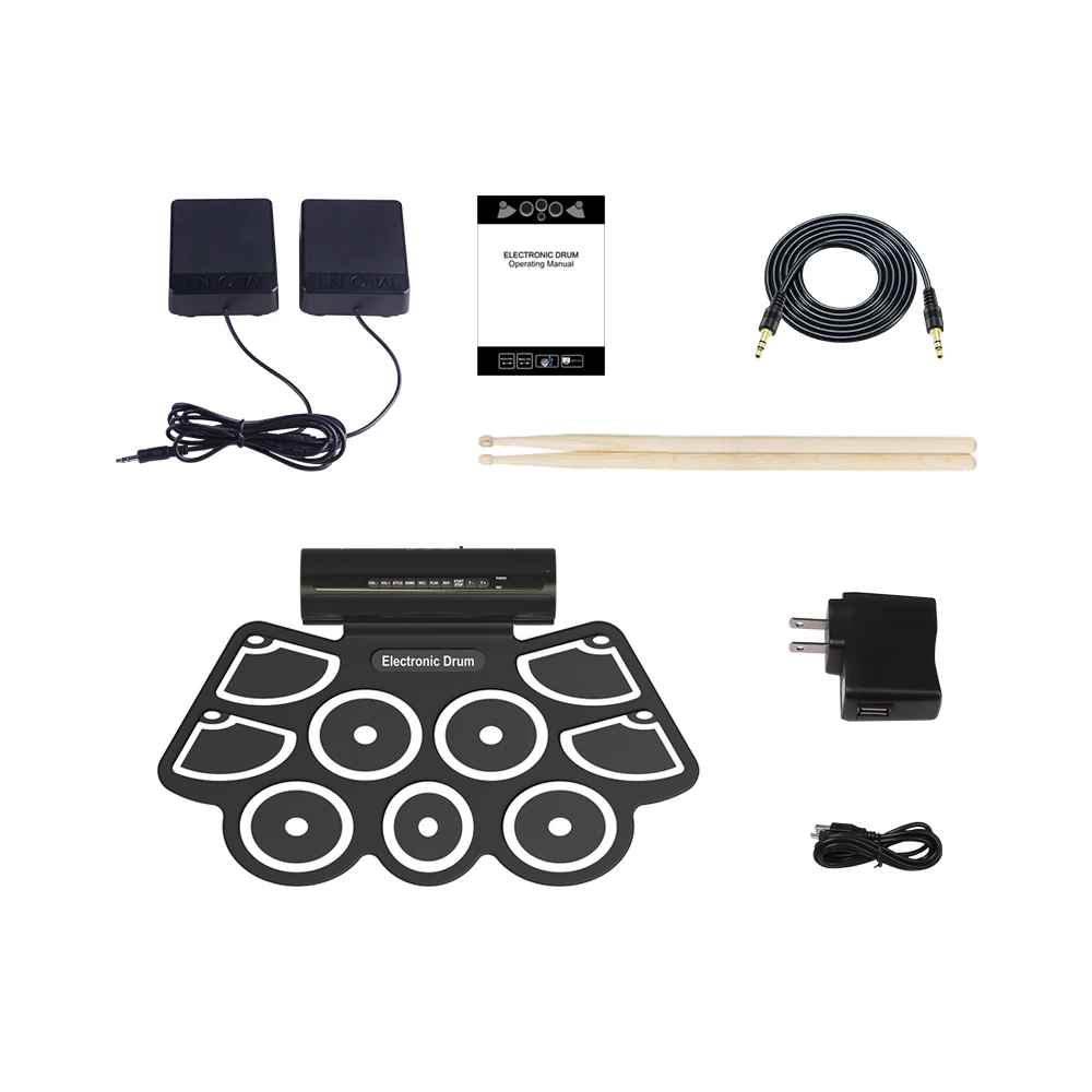 Konix drumsticks electric hand roll drum kit waterproof silicone percussion electronic drum pad easy to carry out