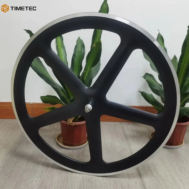 5 Spoke Fixed Gear Track Bike Carbon Wheels Alloy Brake Surface 50mmProfile 23mm Width Single Speed Bicycle Wheel