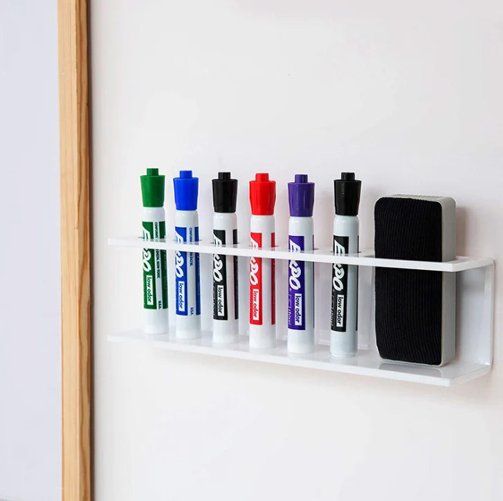Clear Acrylic Wall Mounted 6 Slot Dry Erase Marker and Eraser Organizer Holder Rack