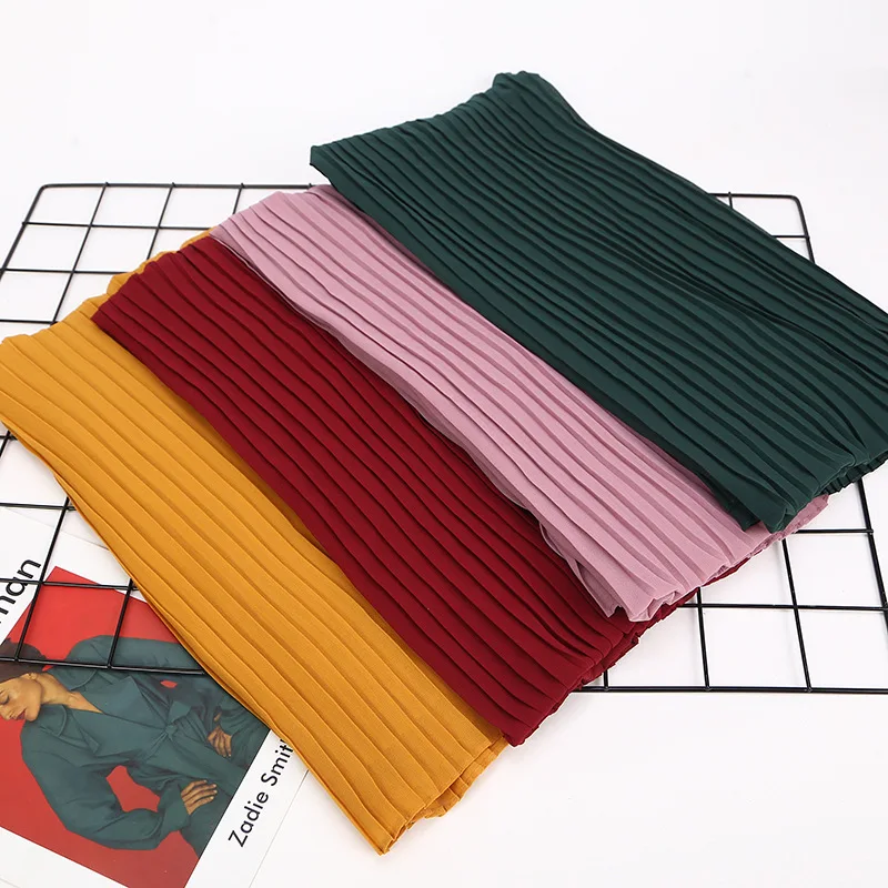 Fashion Women Soft Bubble Chiffon Hijab Shawls and Scarves Double Shade Chiffon Hijab Crinkle Lady Muslim Hijab Scarf