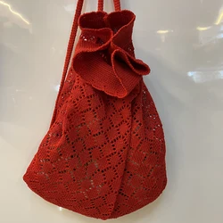 Factory Custom Fashion Portable Crochet Large Capacity Shopping Hollow Out Knitted Bag Backpack