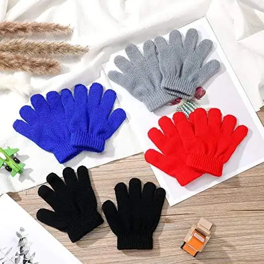 ZMSAFETY Acrylic Stretchy Mitten Winter Knitted Children Girl Boy Magic Kids Gloves