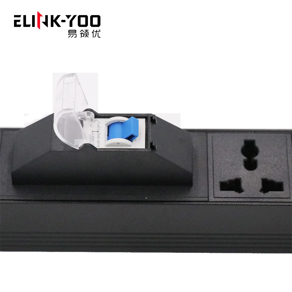 Specialty universal 10A PDU 1U 19 inch 7 socket with 1P circuit breaker for cabinet power distribution unit