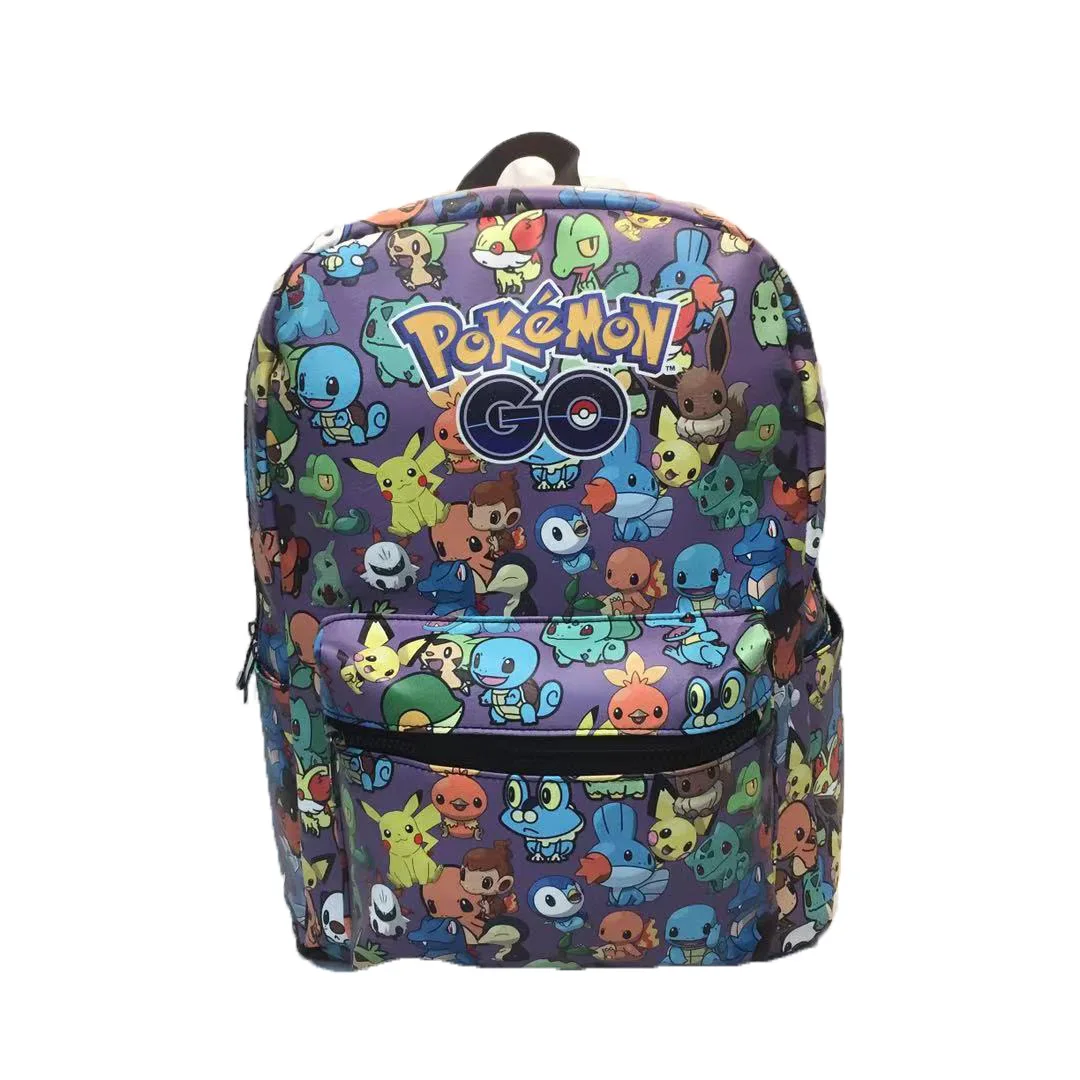 Pokemones Schoolbags Pocket Monsters Characters PU Leather Backpack Eevee Cartoon Backpacks for Students Kids Adults