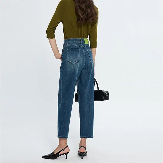 2024 summer pipe small straight leg jeans high waist slim stretch all straight leg pants trend