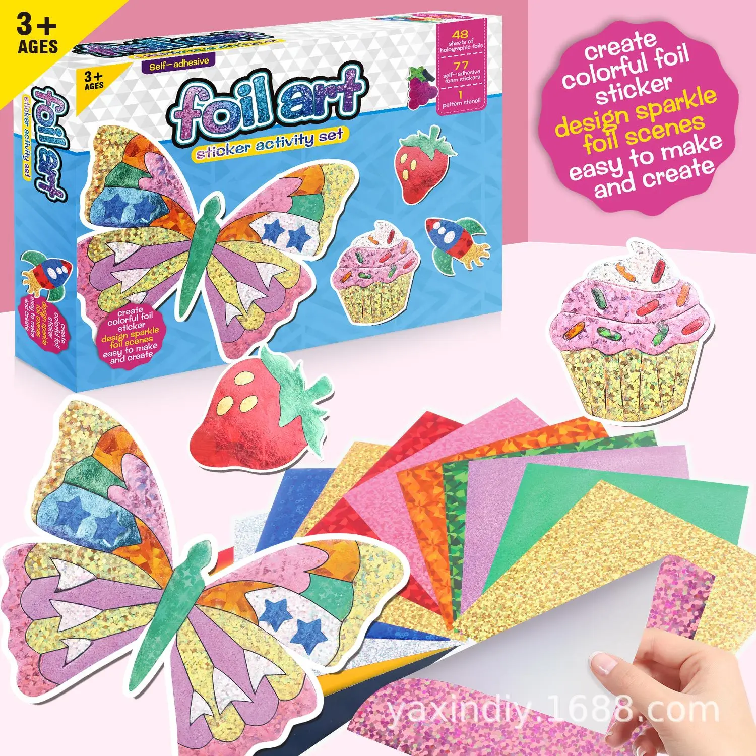 Early Learning Art Kit with Magic Stickers Handmade DIY Indoor Craft Activities Educational Jewelry Making Toys for Kids