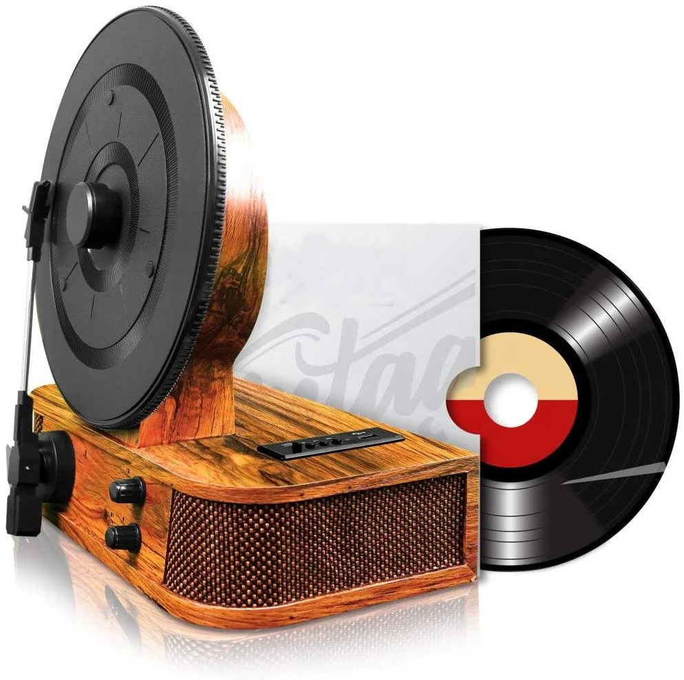 Factory supply cheap hot unique vinyl  vertical radio wooden turntable record player