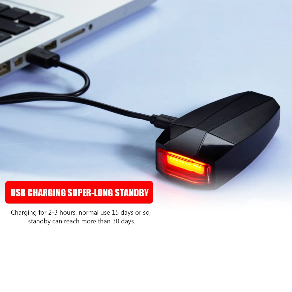 Light bicycle  Mountain Bike LED COB Taillights Lights USB Cable Rechargeable Anti-Theft Alarm Warning with Electric Bell