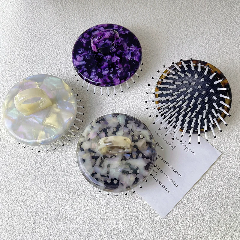New Styles Marble Colors Acetate Acid Ring Holder Air Cushion Comb Massage Comb Hair Accessories