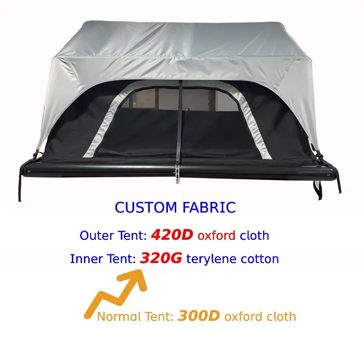 Custom Outdoor Camping Light Weight Aluminum Structure Softshell Rooftop Tent 2 Person Car Roof Tents Soft Cover Roof Top Tent