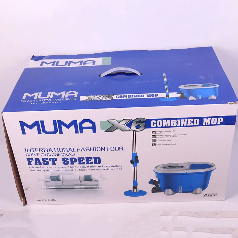 Reinforced family lengthened hand-pressed stainless steel rod stainless steel plate thickened pedal rotary mop four-drive mop