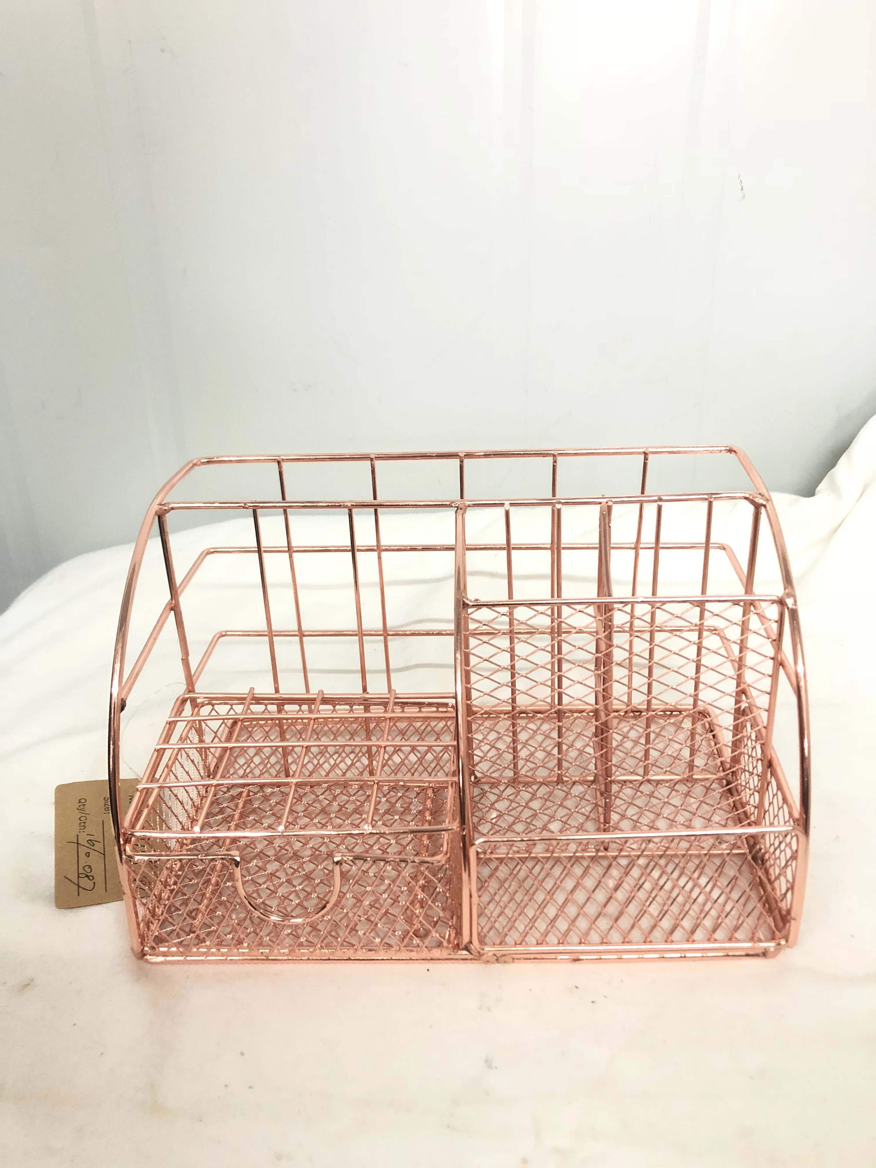 Guangxi Bobai Factory Handwoven Paper Rope Magazine Holder Basket with 3 Layer Office Supply