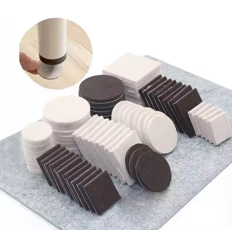 Wholesale Self Adhesive Sticky Bulk Furniture Round Rectangle Anti Slip Felt Pads For hard surfaces chair Desk legs Feet