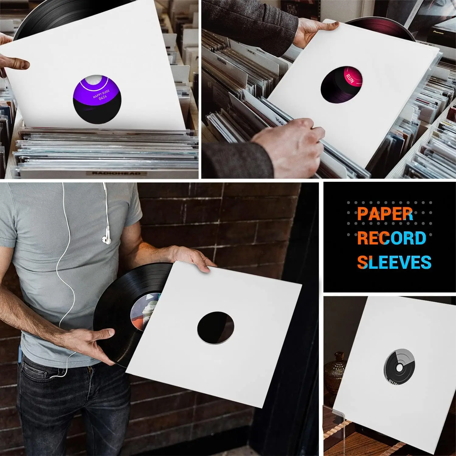 Black  Vinyl Record Sleeves 33 Rpm Record Inner Sleeves DIY Vinyl Covers Outer Album Jackets Blank Record Paper