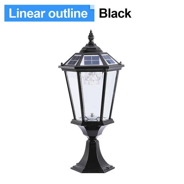 solar outdoor garden retro decorative metal gate post pillar light lamp for villa