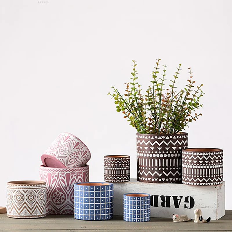 Green Terracotta Pots Indoor Outdoor Garden Supplies Fashionable Plant Set Small Succulents Flowers Wholesale Decorative Design