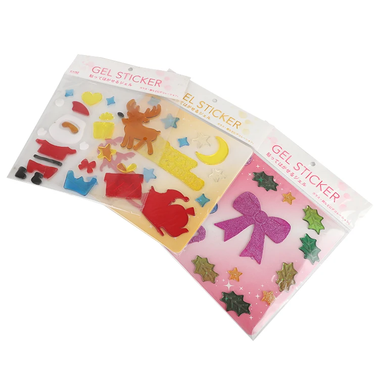 Оптовая продажа рождественские гелевые наклейки из термопластичной резины для украшения окон Мультяшные Рождественского