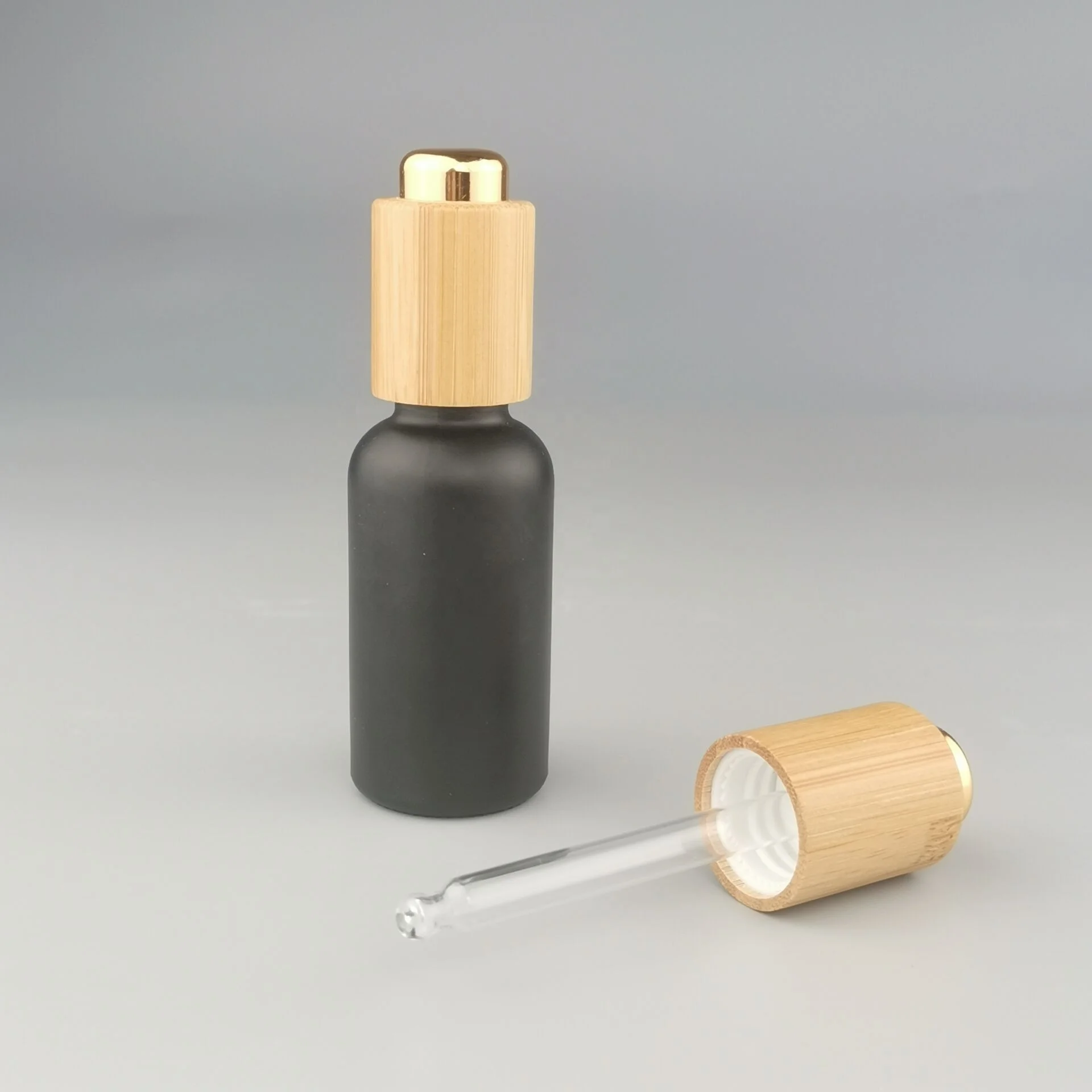 pressure dropper pipette 18 mm bamboo dropper cap gold bottom top with glass pipette for essential oil bottles