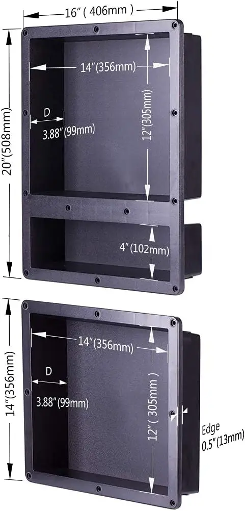 Ready for Tile Shower Niche Recessed Shower Shelves with Texture, ABS Shower Cube for Bathroom 16 x 34 in