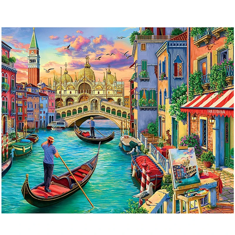 5D Diy Diamond Painting Venice Water City Street Full Square Round Drill Rhinestones Mosaic Landscape Wedding Decorations