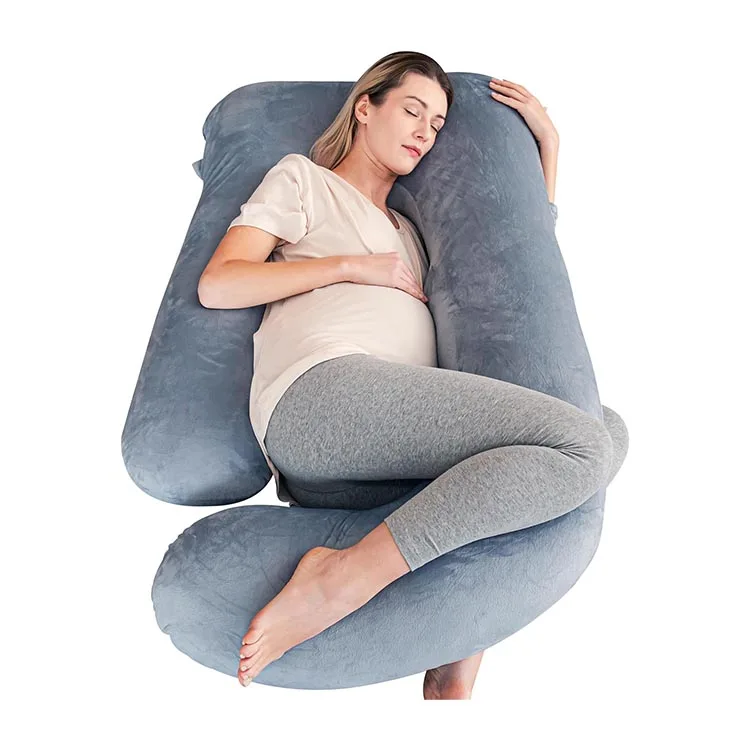 57 Inch Grey Pregnancy Pillows Soft U-Shape Maternity Pillow with Removable Cover Full Body Pillows for Adults Sleeping
