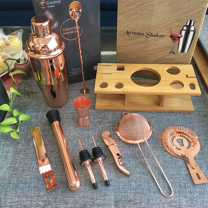  Cocktailshaker 2021 Новые поступления 11 шт. 750 мл из розового золота нержавеющая сталь коктейль набор осветительных реек Бармен Комплект с Wisky винные