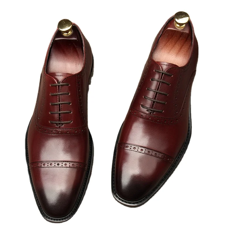 
Мужские кожаные туфли в британском стиле, на шнуровке с квадратным носком, в европейском стиле, высококачественные свадебные, резные, броши, Goodyear 