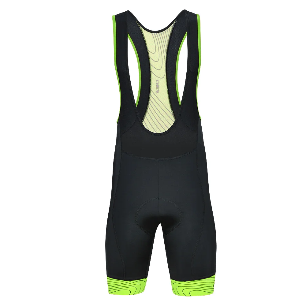 
CHEJI Men Cycling Bib Shorts High Elastic Bike Shorts Black Red Fluo Green Bicycle Wear 