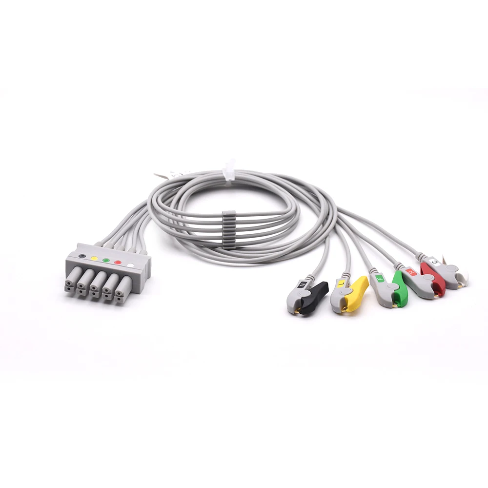 Mindray Datascope Beneheart D3 D6 ECG machine Lead wire 5lead cable with IEC grabber electrode