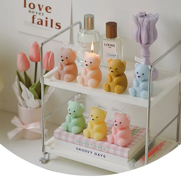 AROMA HOME Colorful Handmade 3D Bear Shaped Carving Aromatherapy Scented Candles For Wedding Home Decor Accessories