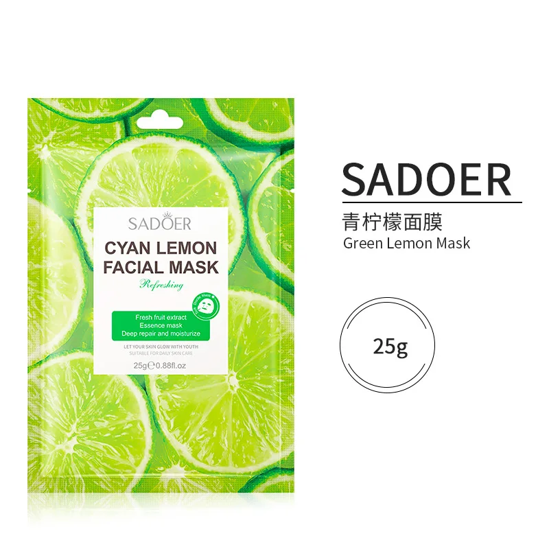 OEM SADOER Fruit Moisturizing Facial Mask Hydrating Sheet masks Brighten Smooth Skin Repair Firm Face masks 25g