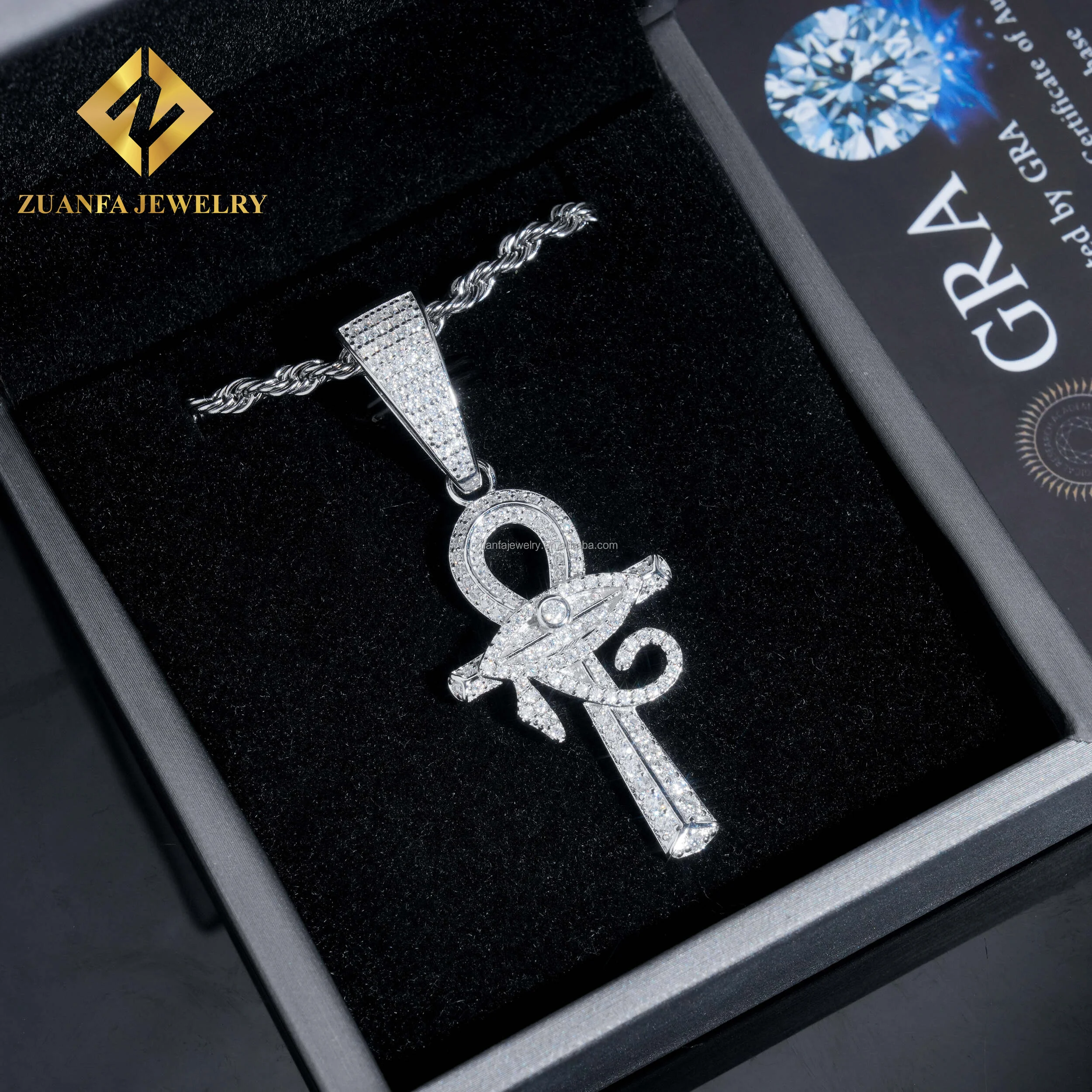 Pass Diamond Tester Best Selling GRA Certificate Iced Out Hip Hop Jewelry 925 Silver  Moissanite Diamond Evil Eyes Cross Pendant