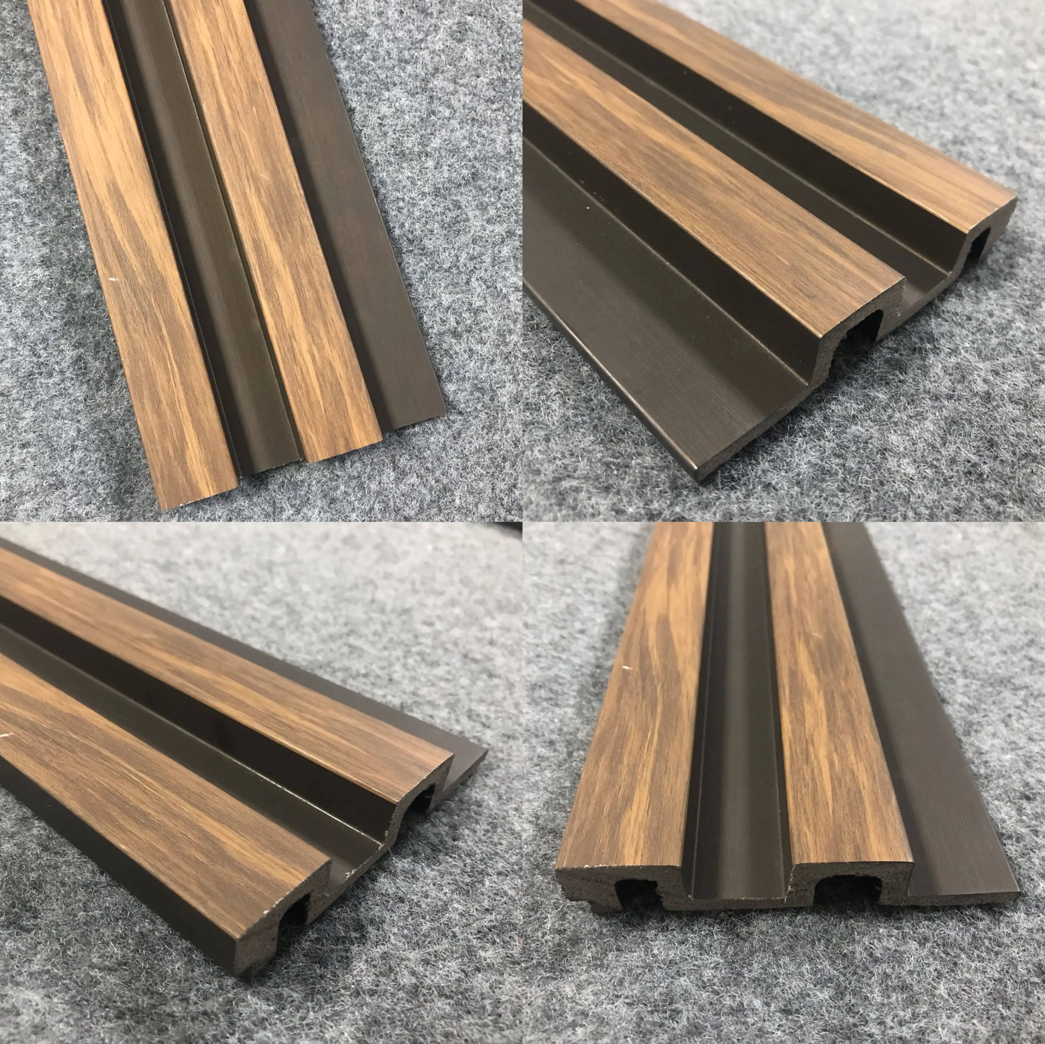 Rongke OEM PS Factory waterproof bathroom solid wood teak fluted ktv wall fluted panels wood plastic composite for wall