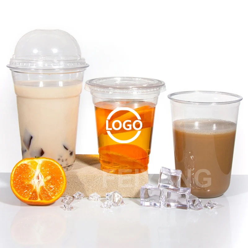 Plastic cups custom logo manufacturers pp pet with lids U-cup
