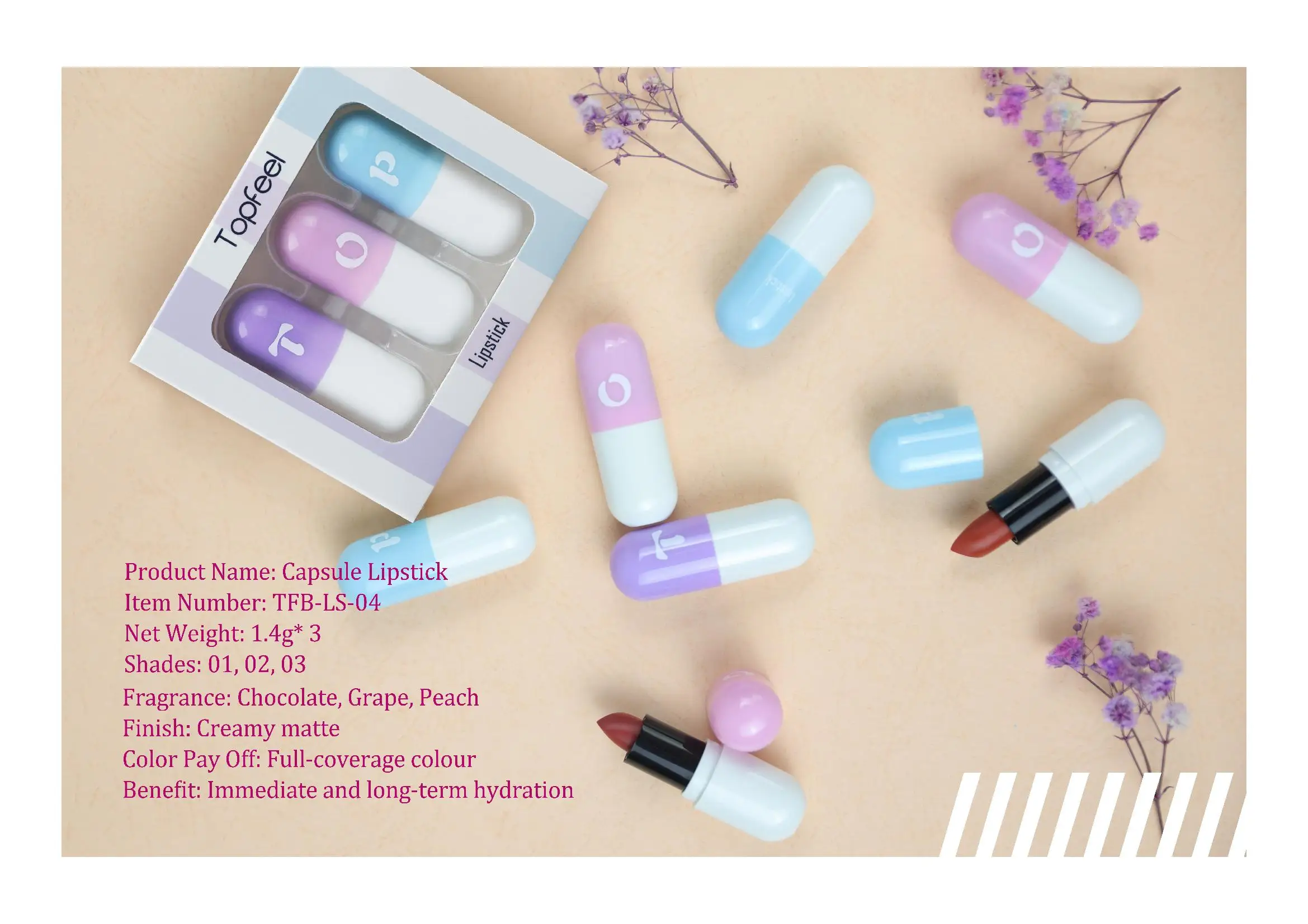 Lipsticks Wholesale Mini Size Cute Makeup Candy Lipstick OEM Portable Lipcream Little Lipstick Capsule