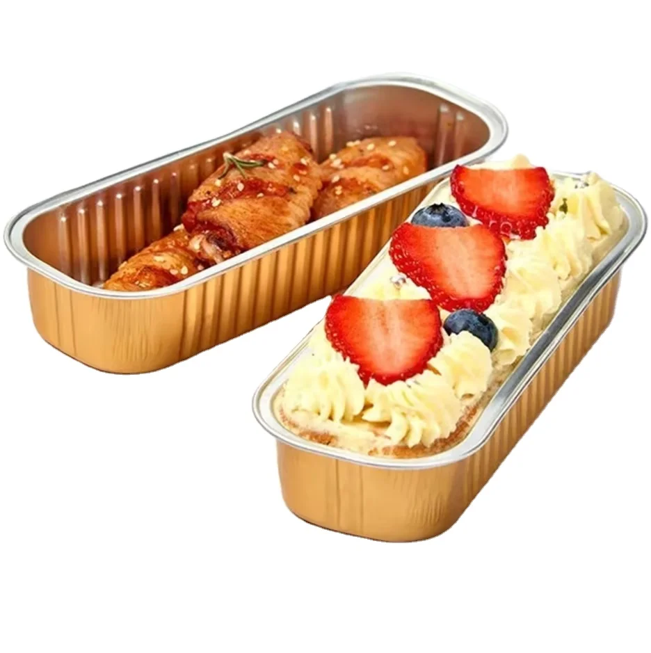 Aluminum foil paper cup rectangle for air fryer accessories mini loaf pans with lids for wedding birthday party