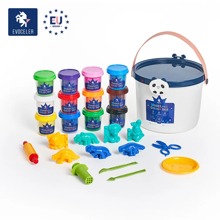 
EVOCELER 12 Colors Multicolor Clay Dough Tools Kit Factory Plasticine Toys Tool Kit For Kids 