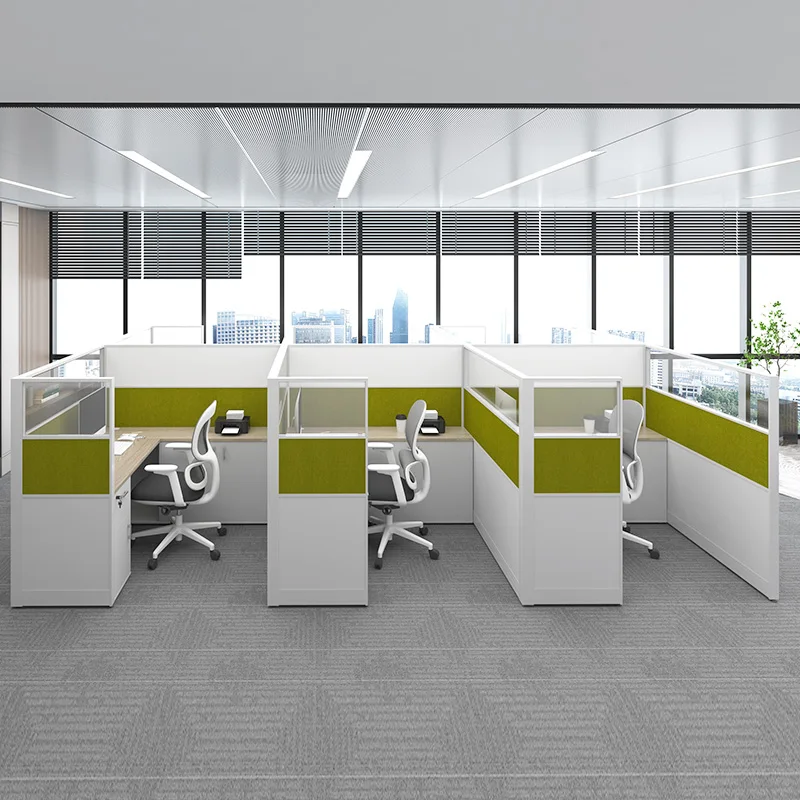 Meetco New l shape office workstation desk partition cubicle workstation office table with big file cabinet