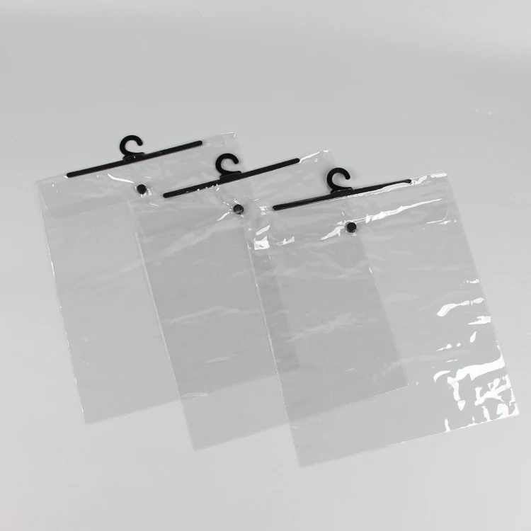 Custom Print Clear Plastic Hook Clothing Bags Biodegradable Zip Lock Packaging Bag For Clothing