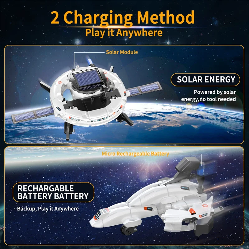 Built Your Simple 6 in 1 Space Fleet Multi Mode Solar Space Toys Kids Technology Toys