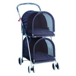 Dog Twin Pet Stroller Foldable Twin Dog Stroller Easy Walk Folding Travel Carriage for Pets & Cats