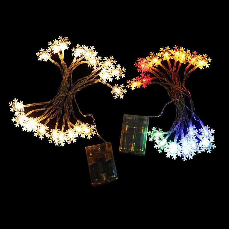 LED Garland Holiday Snowflakes String Fairy Lights Battery Powered Hanging Ornaments Christmas Tree Party Home Decor
