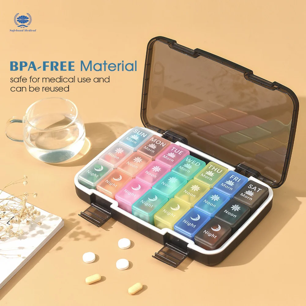 Portable large-capacity weekly storage box with customizable logo pill box