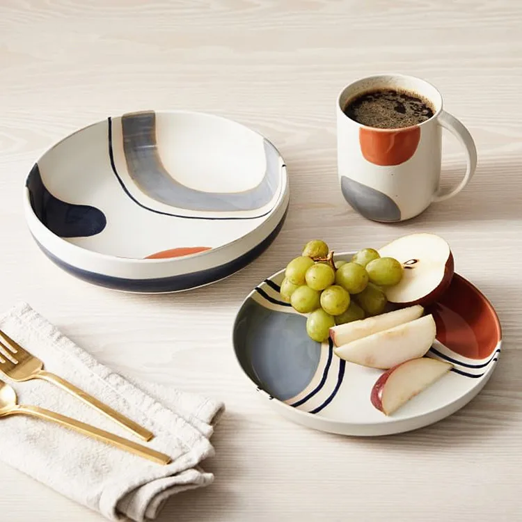 Luxury home crockery dinner sets new design unique printing porcelain salad plates dinnerware sets